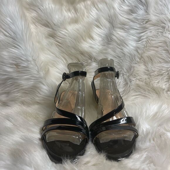 MODENCOCO Black Patent Dress Fashion Open Toe Ankle Strap Strappy Buckle SZ11 - Picture 4 of 12